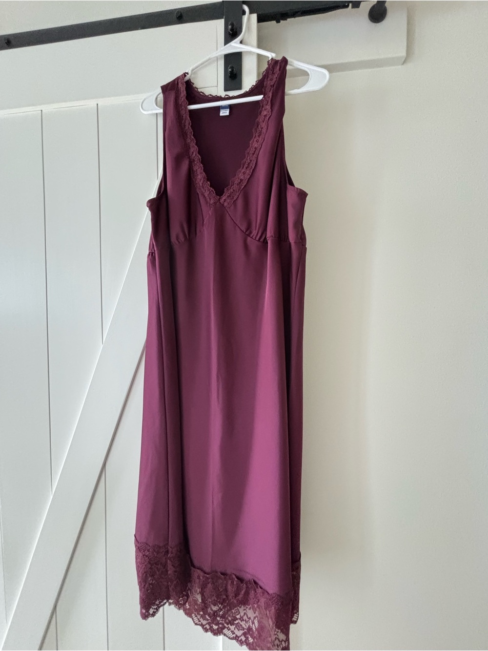 NWOT Old Navy Lace‑Trim Satin Midi Slip Dress in Plum size XLP - Picture 2 of 6